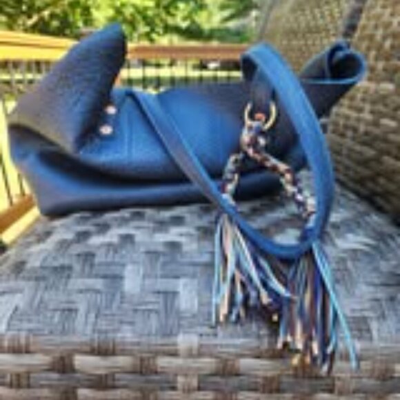 Blue Cypress Tote | Leather Tote bag made in the USA by KMM  KMM & Co. BLUE CYPRESS TOTE - SEWN 10in STRAPS